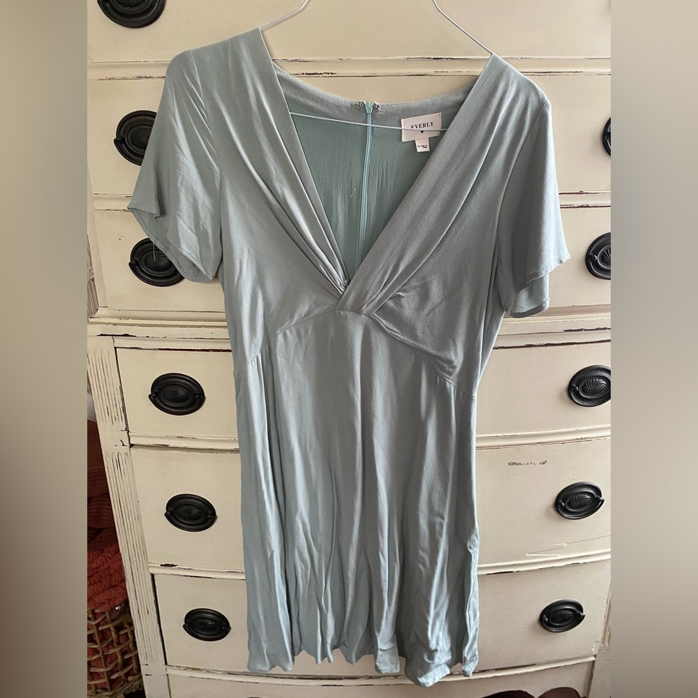 Dusty blue, short dress, size medium.